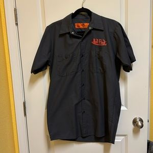 Men’s Red Kar Rat Fink Garage Style button down shirt Medium